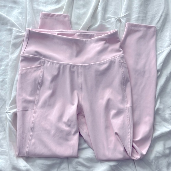 Pink workout leggings with side pockets - Picture 1 of 2